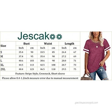 Jescakoo Womens Tshirts Short Sleeve Crewneck Summer Tops Color Block