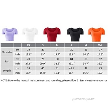 KLOTHO Lightweight Crop Tops Slim Fit Stretchy Workout Shirts for Women or Teen Girls