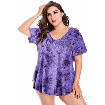 LARACE Plus Size Tops for Women Casual Summer Tee V-Neck Basic T-Shirts Short Sleeve Tunic Ladies Tshirts