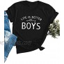 Life is Better with My Boys Mom Funny Graphic Tee Shirts Gift for Mothers Day T Shirts Womens Tops