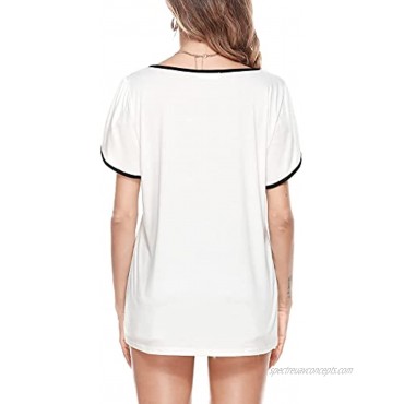 LOLLO VITA Women's T Shirt Summer Petal Short Sleeve Tops Shirt Casual Loose Tunic Tee Blouse S-3XL