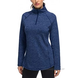 Miusey Womens Quarter Zip Running Pullover Jackets Long Sleeve Workout Tops