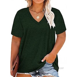Plus Size Tops Tunics V Neck Short Sleeve Loose Tee Shirts for Women