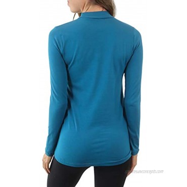 Pure Look Women's Long Sleeve Mock Neck Cotton Classic Turtleneck T-Shirt