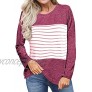 Sanifer Women's Casual Long Sleeve Color Block Striped T Shirts Tunic Tops Blouses