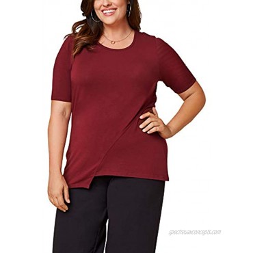 Seek No Further by Fruit of the Loom Women's Plus Size Scooped Neck Ruched Top
