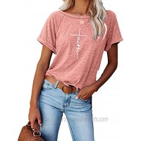 Womens Be Kind Faith Graphic Short Sleeve T Shirts Cotton Casual Oversized Summer Crew Neck Tunic Top
