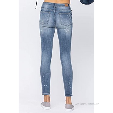 Judy Blue Destroyed Mid-Rise Bleach Splatter Skinny Jeans! Your New Favorite Skinnies! Style: 88197