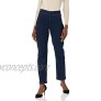 Kasper Women's Pull on Straight Leg Polsihed Denim Pant with Back Pocket Top Stitch Detail