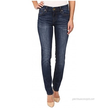 KUT from the Kloth Womens Stevie Straight Leg Five-Pocket Jeans in Admiration w Dark Stone Base Wash