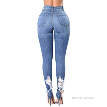 LONGBIDA Ripped Jeans for Women High Waisted Stretch Skinny Denim Leggings Pants