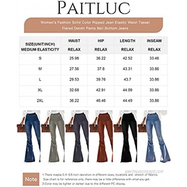 Paitluc Womens Classic Stretchy Flare Bell Bottom Denim Jeans Pants
