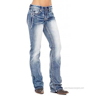 QJBMEI American Flag Mid Rise Bootcut Jeans for Women