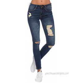 Resfeber Women's Ripped Skinny Jeans Stretch Distressed Jeans Comfy Destroyed Jeans with Holes