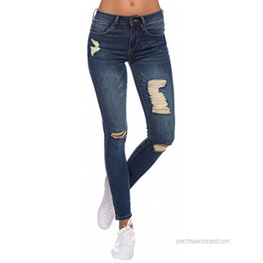 Resfeber Women's Ripped Skinny Jeans Stretch Distressed Jeans Comfy Destroyed Jeans with Holes