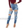 Tulucky Women's Boyfriend Jeans Distressed Slim Fit Ripped Denim Pants Comfy Stretch Skinny Jeans
