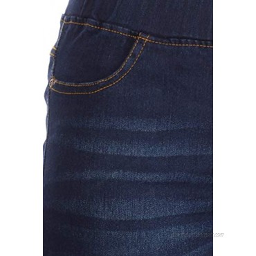 Women's Pull-On Stretch Slit Denim Capri & Ripped Cuff Jeggings with Pockets