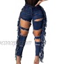 Women's Skinny Ripped Jeans Stretch Destroyed Mid High Waist Denim Pants