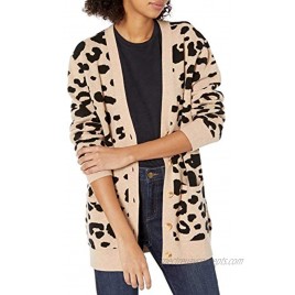 Brand Daily Ritual Women's Ultra-Soft Leopard Jacquard Cardigan Sweater