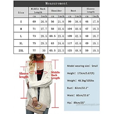 Chriselda Women's Long Sleeve Open Front Cardigans Cable Sweaters Casual Loose Chunky Outwear Knit Coat