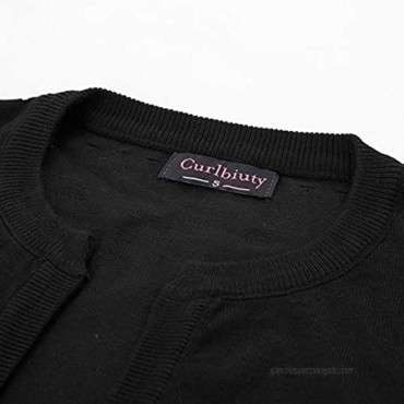 CURLBIUTY Women's Short Sleeve Cardigans Casual Lightweight Knit Sweater