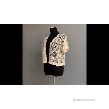 DRESSHAPE Women Cardigan Hollow Out Floral Cardigans White Crochet Shrugs