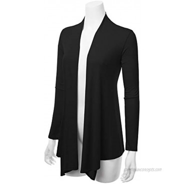 FASHIONOLIC Women's Drape Front Open Cardigan Long Sleeve S-2X Made in USA