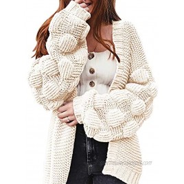 FERBIA Women Oversized Cardigan Knitted Cute Chunky Sweaters Wrap Long Fall Pom Pom Open Front Knit
