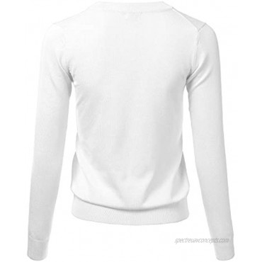 FLORIA Women's Button Down Crew Neck Long Sleeve Soft Knit Cardigan Sweater S-3X