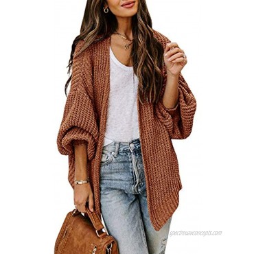 Haloumoning Womens Oversized Open Front Cardigan Sweaters Long Sleeve Casual Chunky Knit Loose Cozy Outwear 2XL