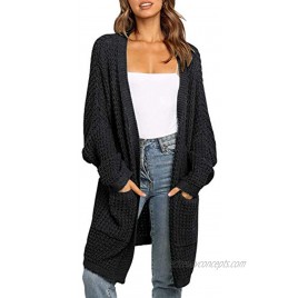 MEROKEETY Women's Oversized Long Batwing Sleeve Cardigan Waffle Knit Pockets Sweater Coat