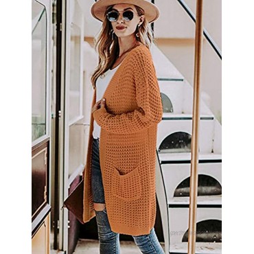 Miessial Women's Casual Open Front Knit Cardigan Sweaters Long Sleeve Outwear Soft Knit Coat with Pockets