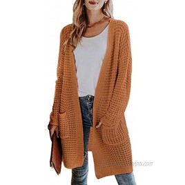 Miessial Women's Casual Open Front Knit Cardigan Sweaters Long Sleeve Outwear Soft Knit Coat with Pockets