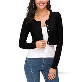 Women's Cropped Bolero Cardigan Button Down O-Neck Knitted Shrug Sweaters