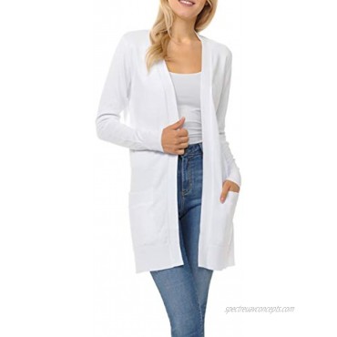 Womens Light Weight Open Front Long Cardigan with Pockets