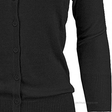 YEMAK Women's Knit Cardigan Sweater – 3 4 Sleeve Crewneck Basic Classic Casual Button Down Soft Lightweight Top S-3XL