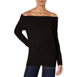 AX Armani Exchange Women's Classic Long Sleeved Off The Shoulder Fitted Sweater