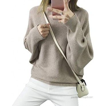 Ckikiou Women Lightweight Oversized Sweaters Tops Batwing Loose Cashmere Pullovers