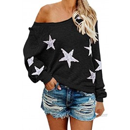COCOLEGGINGS Women's Scoop Neck Long Sleeve Star Pullover Sweater Tunic Tops