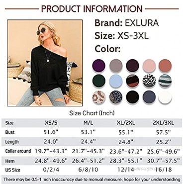 EXLURA Women's Off Shoulder Sweater Batwing Sleeve Loose Oversized Pullover Knit Jumper