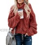 FARYSAYS Women's Casual Turtleneck Long Sleeve Loose Chunky Cable Knit Pullover Sweater Outerwear