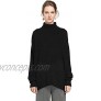 FINCATI Women's Sweater Pullover Turtleneck Cashmere Wool Soft Cozy Ribbed Elbow Oversized Long Sweaters Tunic