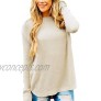 MEROKEETY Women's Long Sleeve Oversized Crew Neck Solid Color Knit Pullover Sweater Tops