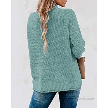 MEROKEETY Women's Long Sleeve Turtleneck Cozy Knit Sweater Casual Loose Pullover Jumper Tops