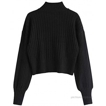 ZAFUL Women's Mock Neck Long Sleeve Ribbed Knit Basic Pullover Sweater