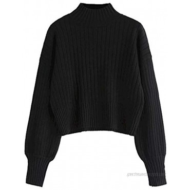 ZAFUL Women's Mock Neck Long Sleeve Ribbed Knit Basic Pullover Sweater
