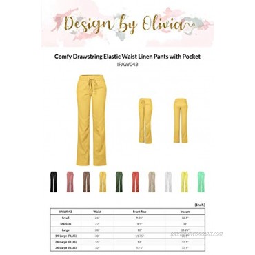 Design by Olivia Women's Comfy Drawstring Elastic Waist Linen Pants with Pocket