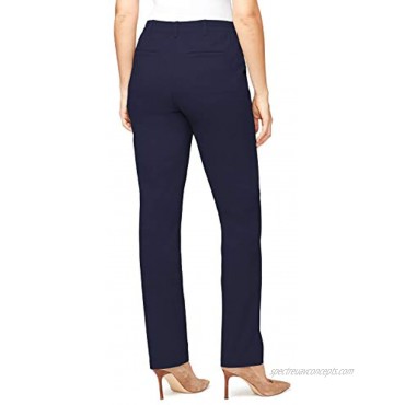 Gloria Vanderbilt Women's Rear Elastic High Waist Pleated Chino Pants