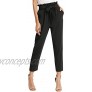 KANCY KOLE Women Paper Bag Pants High Waist with Pockets Tie Casual Cropped Trousers S-XXL