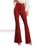 MakeMeChic Women's Elastic Waist Solid Flare Pants Stretchy Bell Bottom Trousers